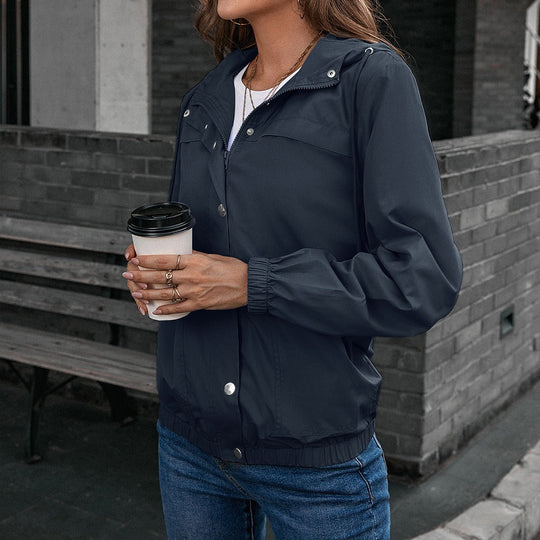 EB | Regenjacke Wasserdicht Winddicht Lockere Passform Kapuze und Taschen