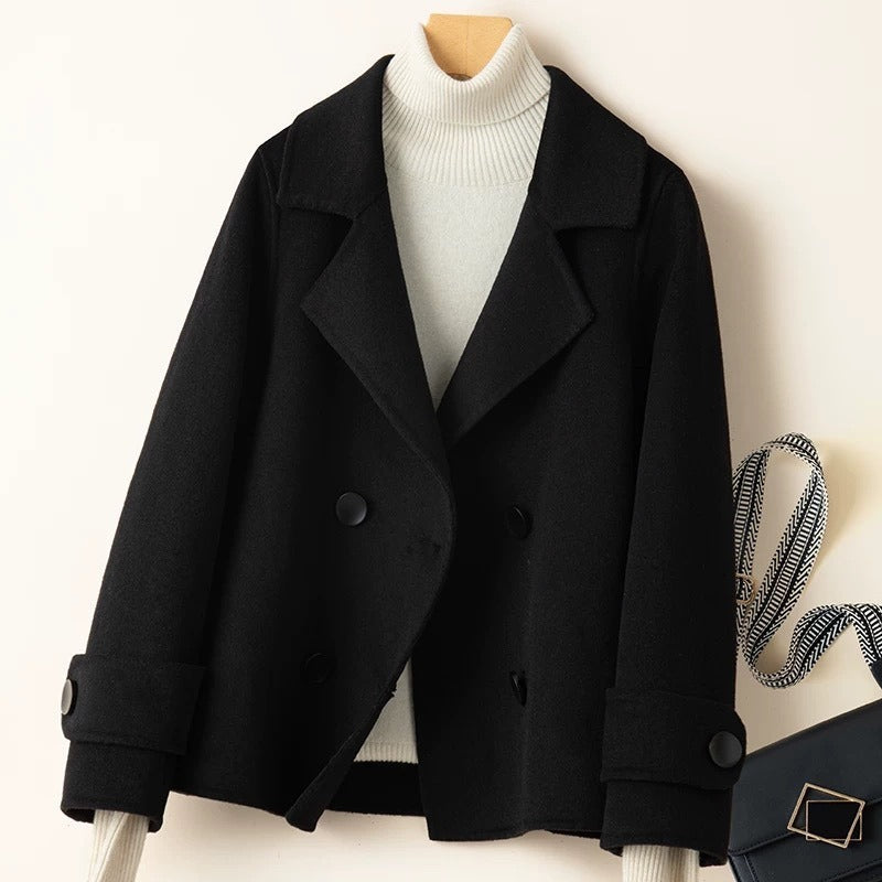 EB | Mantel - Taillierter Fit - Woll-Look - Doppelreiher - Reverskragen - Kurze Länge
