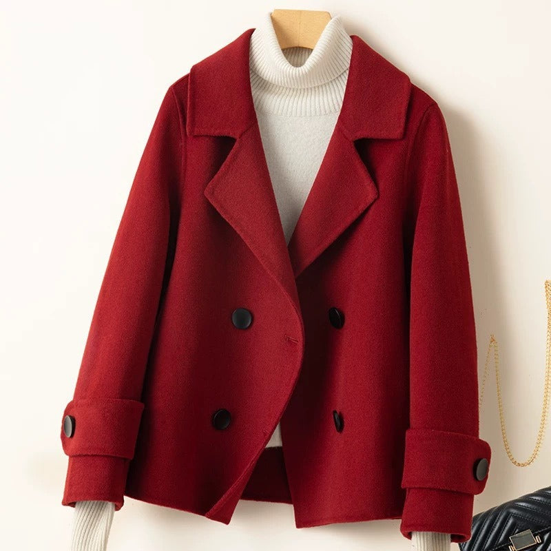EB | Mantel - Taillierter Fit - Woll-Look - Doppelreiher - Reverskragen - Kurze Länge