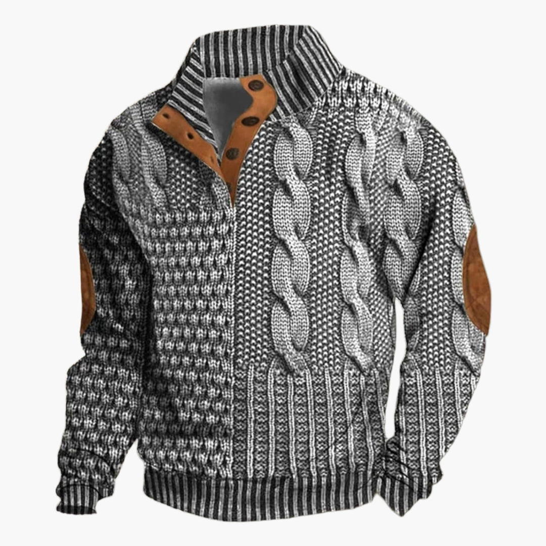 EB | Strickmuster Bomberjacke Im Vintage-Look - Modische Freizeitjacke mit Knopfleiste