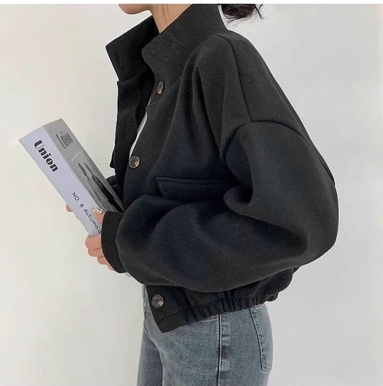 EB | Kurze graue Wolljacke für Frauen Mauwi