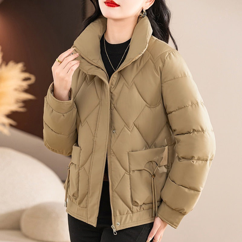 EB | Gepolsterten Jacke Gestepptes Design Lässige Passform Hoher Kragen Reißverschluss und Druckknopfschluss