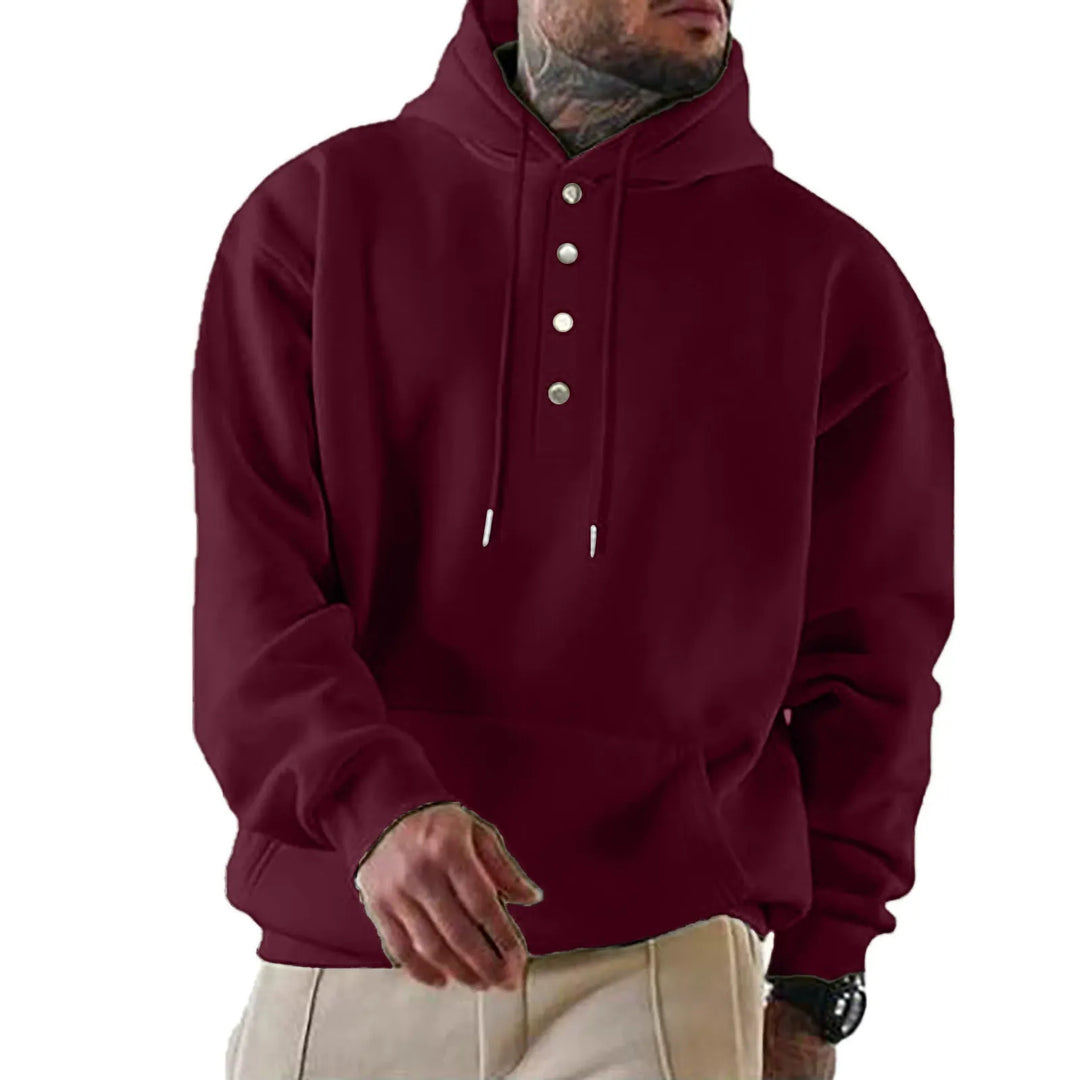 EB | Kapuzenpullover Lockerer Schnitt Fleece Knopfleiste Alltagsgebrauch