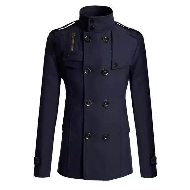 EB | Wolle Slim Fit Doppelreiher Militärstil mittellang
