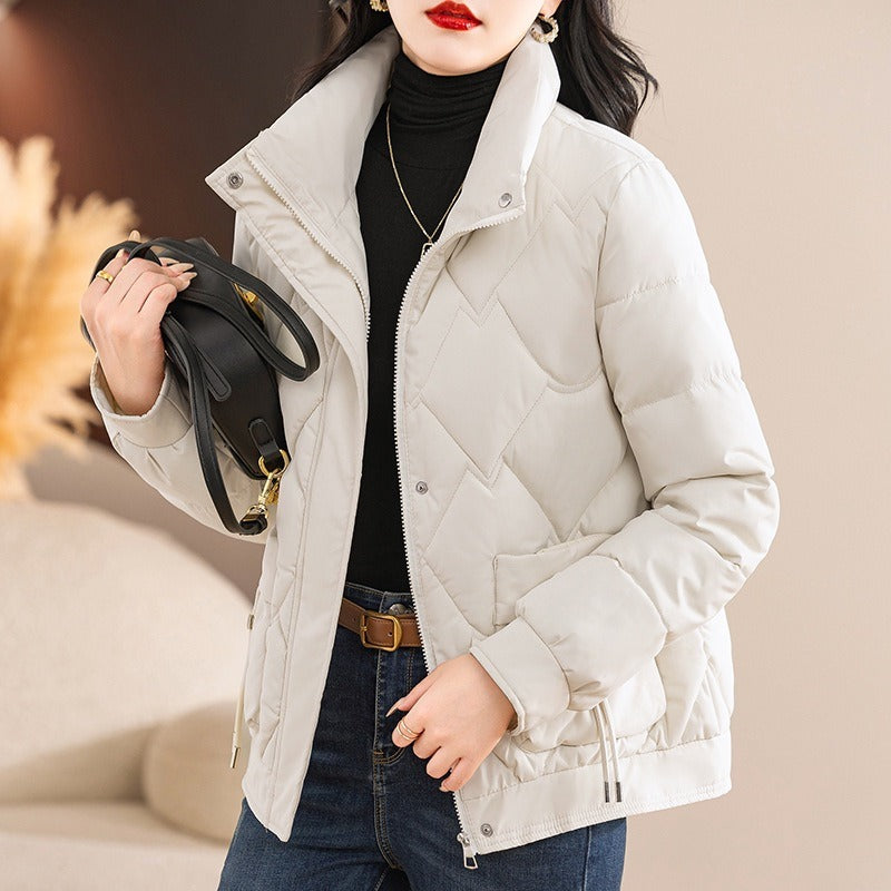 EB | Gepolsterten Jacke Gestepptes Design Lässige Passform Hoher Kragen Reißverschluss und Druckknopfschluss