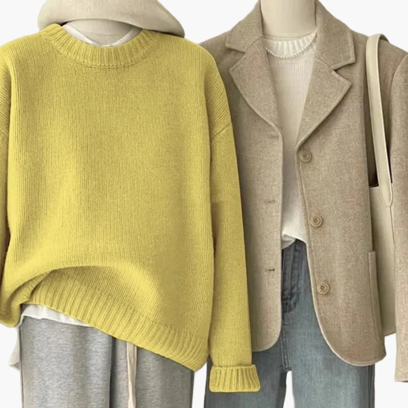 EB | Set Lässiger Retro Japanischer Stil - Strickpullover und Blazer für Alltag und Freizeit
