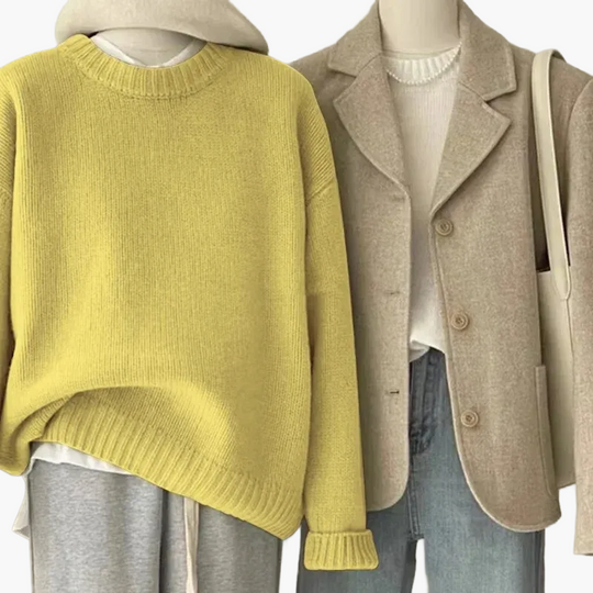 EB | Set Lässiger Retro Japanischer Stil - Strickpullover und Blazer für Alltag und Freizeit