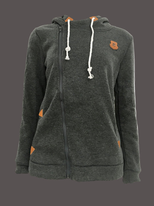 EB | Kapuzenpullover Jacke Asymmetrischer Reißverschluss
