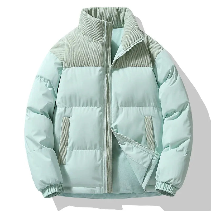 EB | Pufferjacke Oversized Fit Gequiltetes Design Corduroy-Kragen Reißverschluss