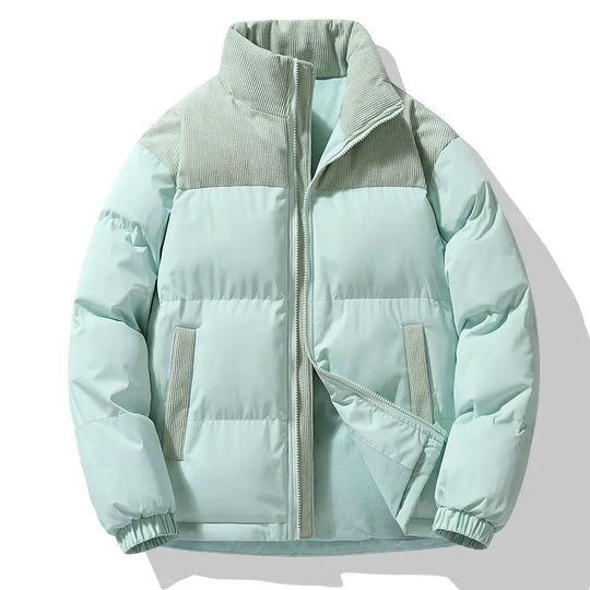 EB | Pufferjacke Oversized Fit Gequiltetes Design Corduroy-Kragen Reißverschluss