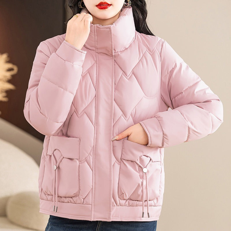 EB | Gepolsterten Jacke Gestepptes Design Lässige Passform Hoher Kragen Reißverschluss und Druckknopfschluss