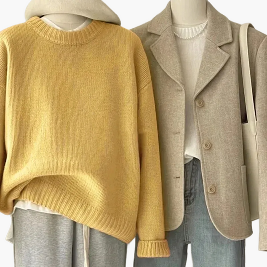 EB | Set Lässiger Retro Japanischer Stil - Strickpullover und Blazer für Alltag und Freizeit