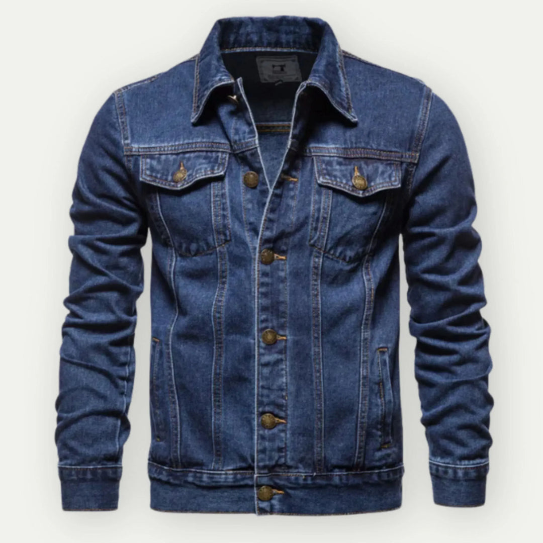 EB | Truckerjacke Denim Taillierte Passform Knöpfe Brust und Seitentaschen