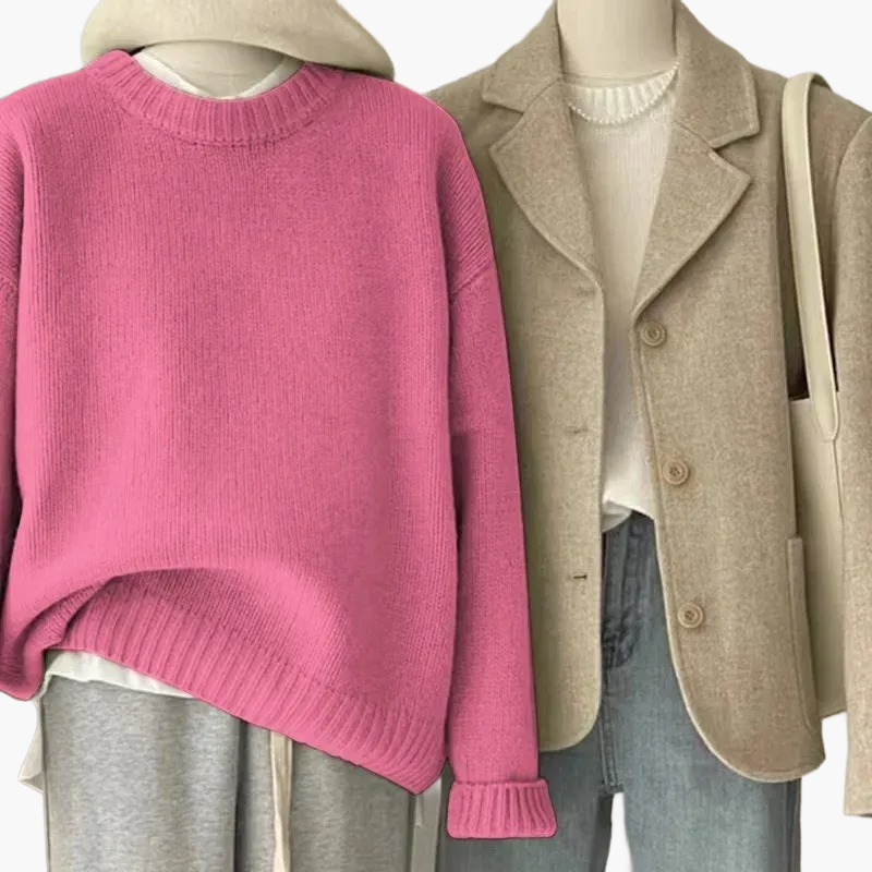 EB | Set Lässiger Retro Japanischer Stil - Strickpullover und Blazer für Alltag und Freizeit