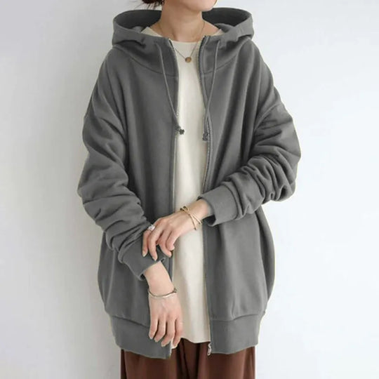 EB | Kapuzenpullover Übergröße Passform Fleece Futter Reißverschluss Lässiger Stil