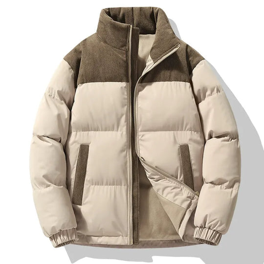 EB | Pufferjacke Übergrößenpassform Gepolstertes Design Cordkragen Reißverschluss