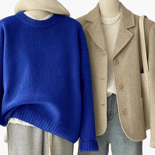 EB | Set Lässiger Retro Japanischer Stil - Strickpullover und Blazer für Alltag und Freizeit