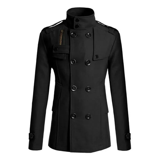 EB | Wolle Slim Fit Doppelreiher Militärstil mittellang