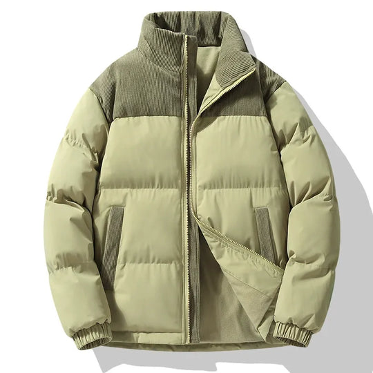 EB | Pufferjacke Oversized Fit Gequiltetes Design Corduroy-Kragen Reißverschluss