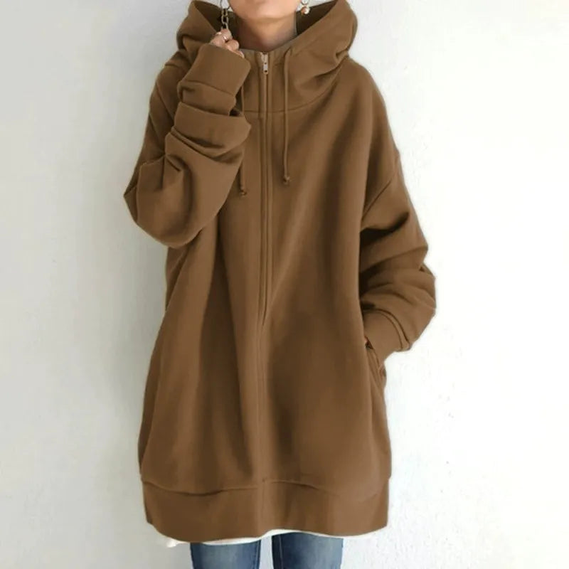 EB | Kapuzenpullover Übergröße Passform Fleece Futter Reißverschluss Lässiger Stil