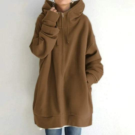 EB | Kapuzenpullover Übergröße Passform Fleece Futter Reißverschluss Lässiger Stil