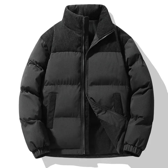 EB | Pufferjacke Oversized Fit Gequiltetes Design Corduroy-Kragen Reißverschluss