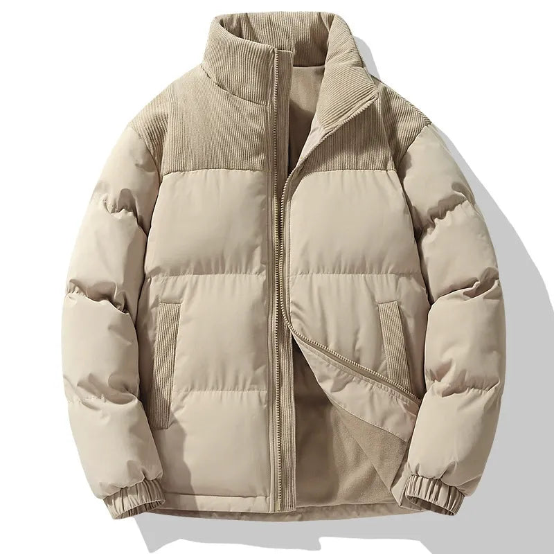 EB | Pufferjacke Oversized Fit Gequiltetes Design Corduroy-Kragen Reißverschluss