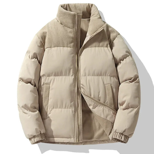 EB | Pufferjacke Übergrößenpassform Gepolstertes Design Cordkragen Reißverschluss