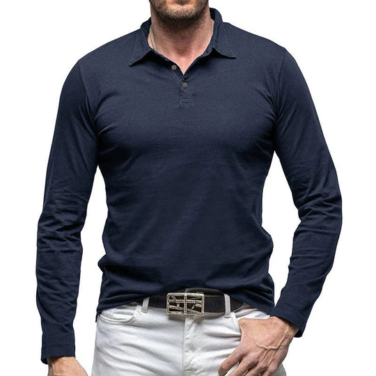 EB | Piqué Shirt Slim Fit Langarm Knopfverschluss Baumwolle Smart Lässig