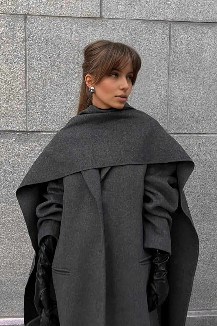 EB | Lange Cape Mantel Eleganter Hoher Kragen Übermantel