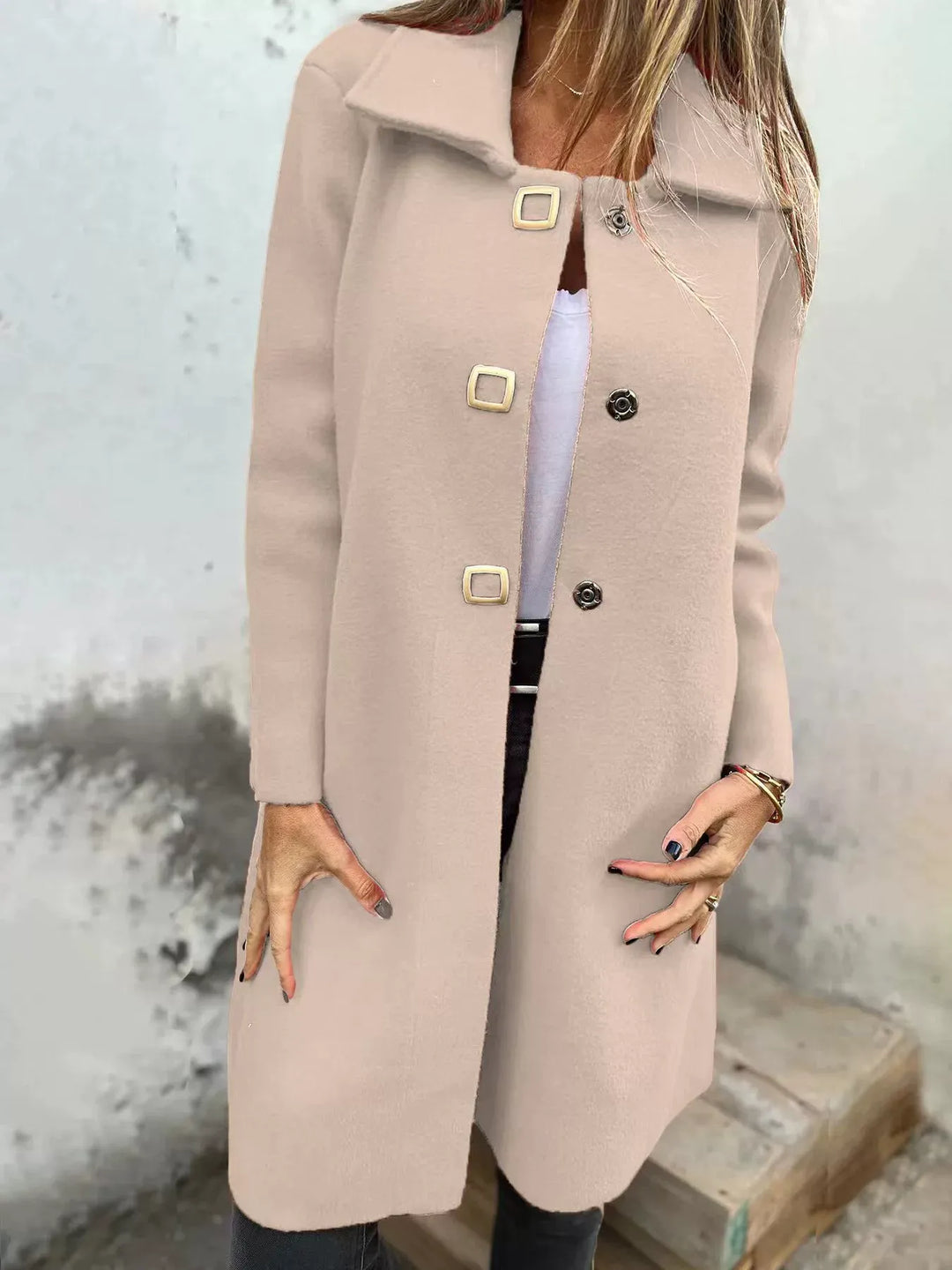 EB | Aus Wolle Schmaler Schnitt Knielang Einreiher Elegantes Design