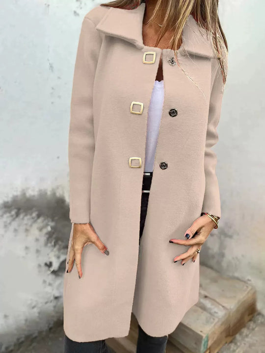 EB | Aus Wolle Schmaler Schnitt Knielang Einreiher Elegantes Design