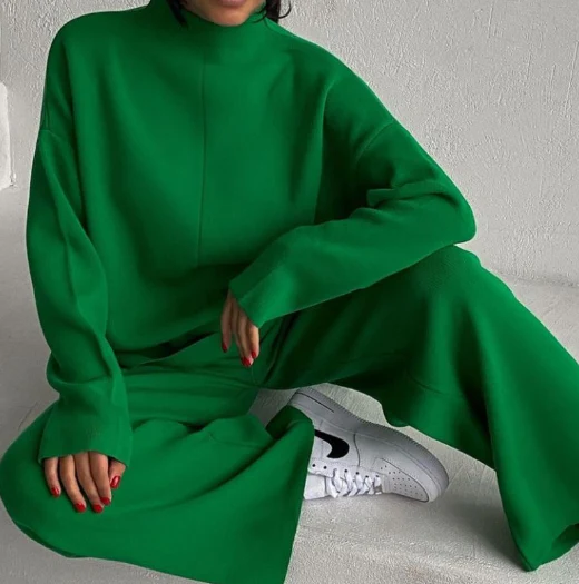 EB | Übergröße Damen Loungewear Satz mit Weitem Bein