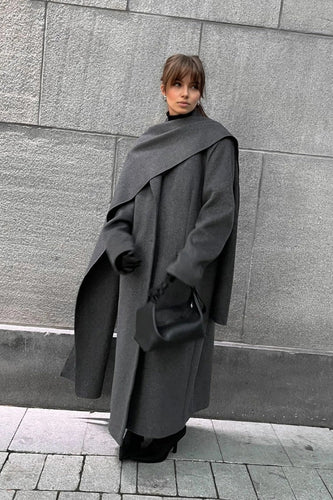EB | Lange Cape Mantel Eleganter Hoher Kragen Übermantel