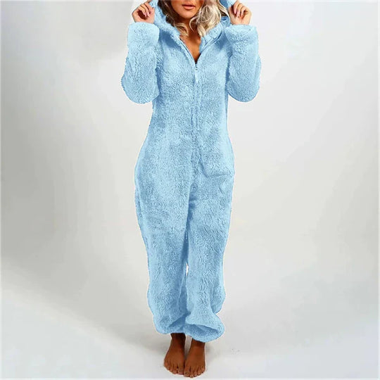 EB | Damen Teddy Fleece Overall mit Kapuze