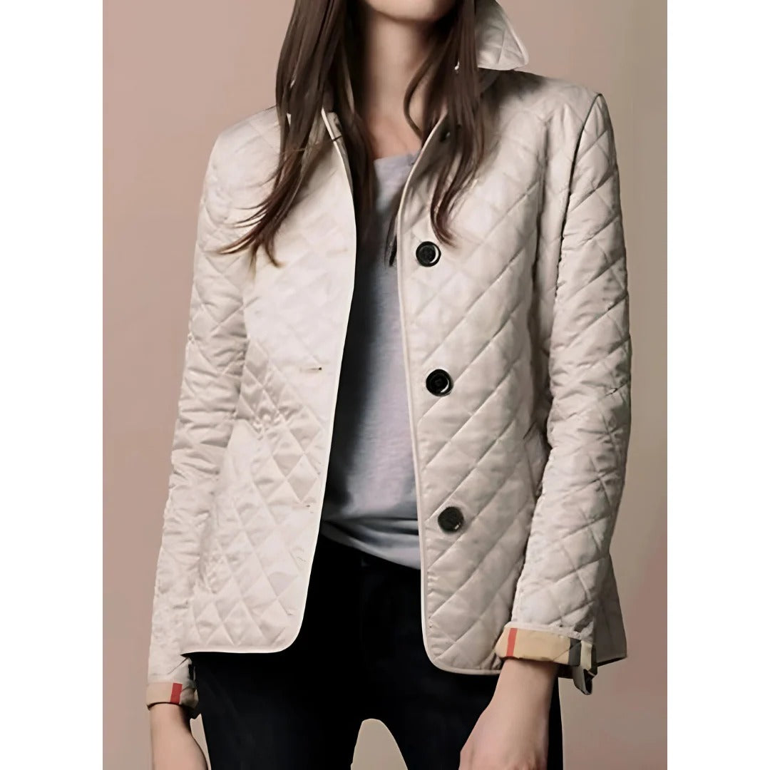 EB | Steppjacke – Taillierte Passform – Diamantmuster – Hüftlänge – Knopfverschluss