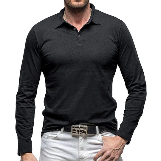 EB | Piqué Shirt Slim Fit Langarm Knopfverschluss Baumwolle Smart Lässig