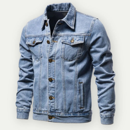 EB | Truckerjacke Denim Taillierte Passform Knöpfe Brust und Seitentaschen