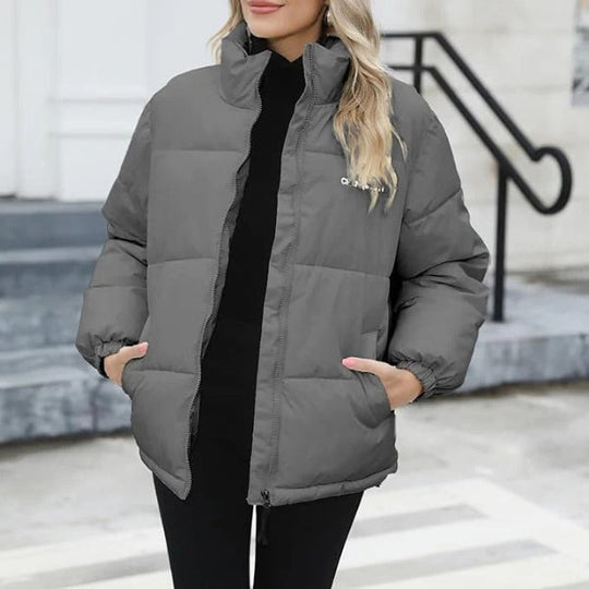 EB | Jacke – Lässiger Schnitt – Stehkragen – Reißverschluss Vorne – Elastische Bündchen – Hüftlänge