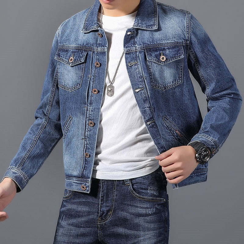 EB | Klassisches Denim Herrenjackett mit Taschen an der Vorderseite