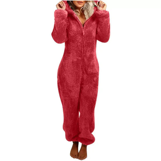EB | Damen Teddy Fleece Overall mit Kapuze