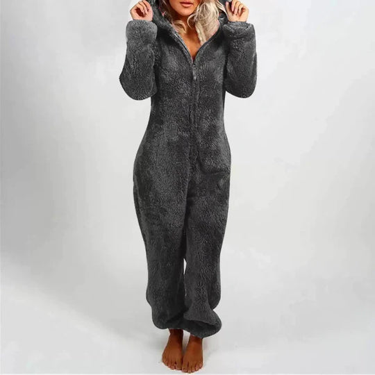 EB | Damen Teddy Fleece Overall mit Kapuze