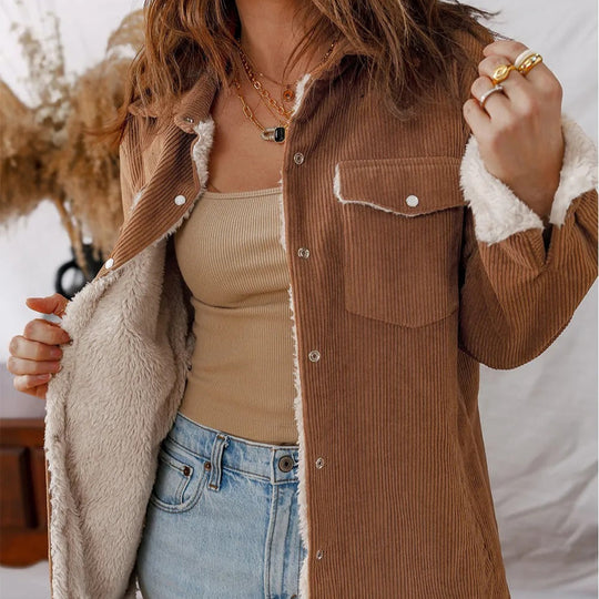EB | Damen Fleece gefütterte Cordjacke Liora