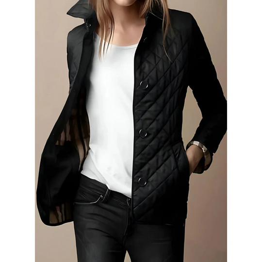 EB | Steppjacke – Taillierte Passform – Diamantmuster – Hüftlänge – Knopfverschluss