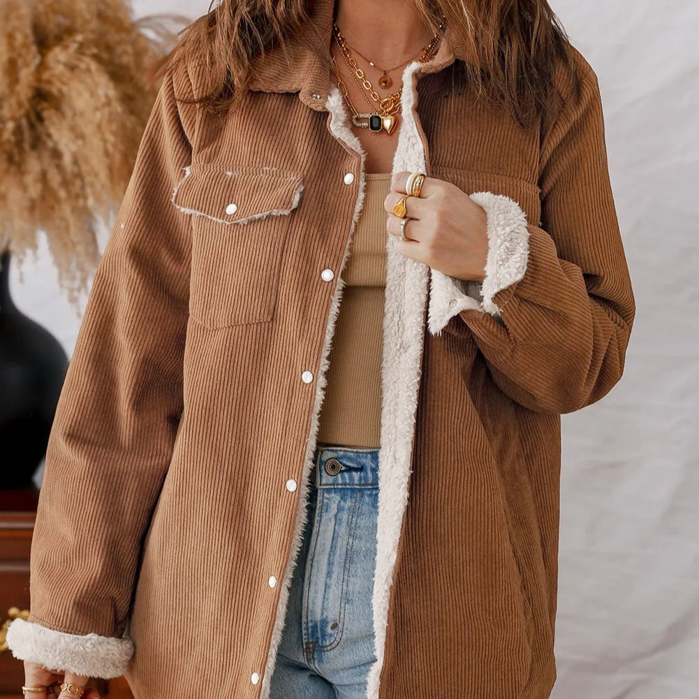 EB | Damen Fleece gefütterte Cordjacke Liora