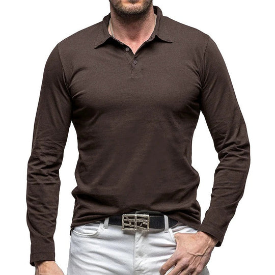 EB | Piqué Shirt Slim Fit Langarm Knopfverschluss Baumwolle Smart Lässig