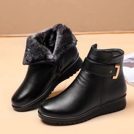 EB | Stiefeletten Leder Warm Gefüttert Strukturierte Passform Schnalle Rutschfeste Sohle