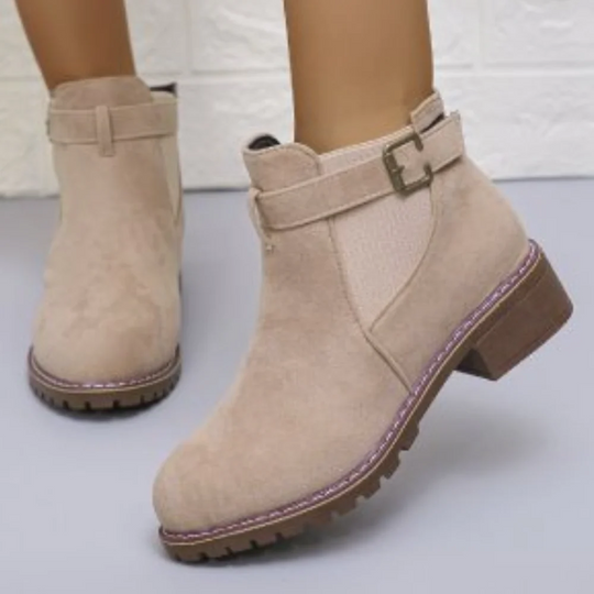 EB | Stiefeletten Wildleder-Optik Schnalle Elastische Einsätze Rutschfeste Sohle