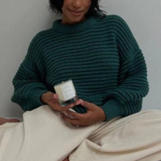 EB | Strickpullover Übergröße Passform Hoher Kragen Rippstrick Wollmischung