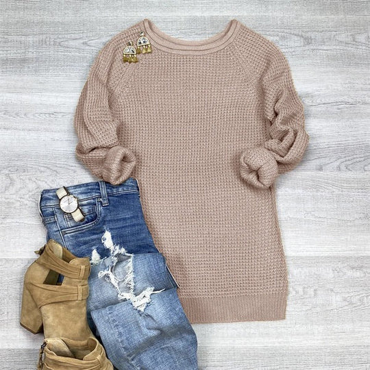 EB | Strickpullover Übergröße Passform Wolle Rollkragen Seitenschlitz Lässiger Stil